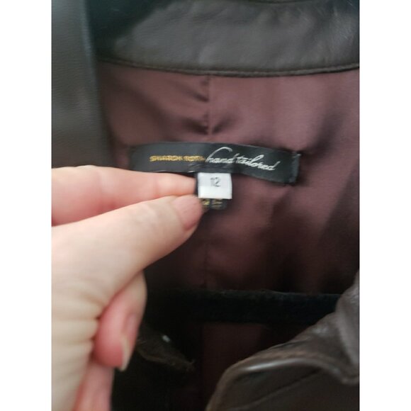 Sharon Roth Leather Jacket Womens Brown Hand Tailored Sz 12 Snap - Picture 6 of 12